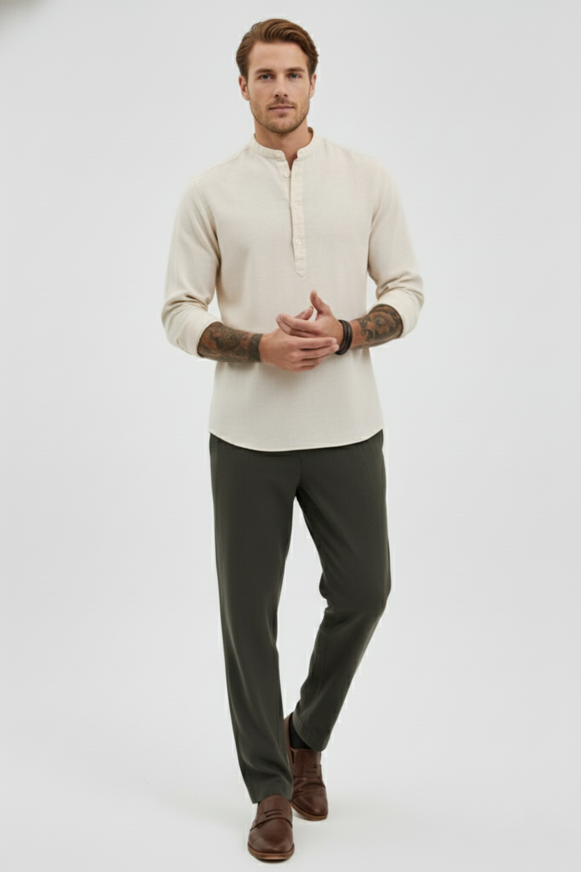 Mens Black Khadi Pure Cotton Kurta