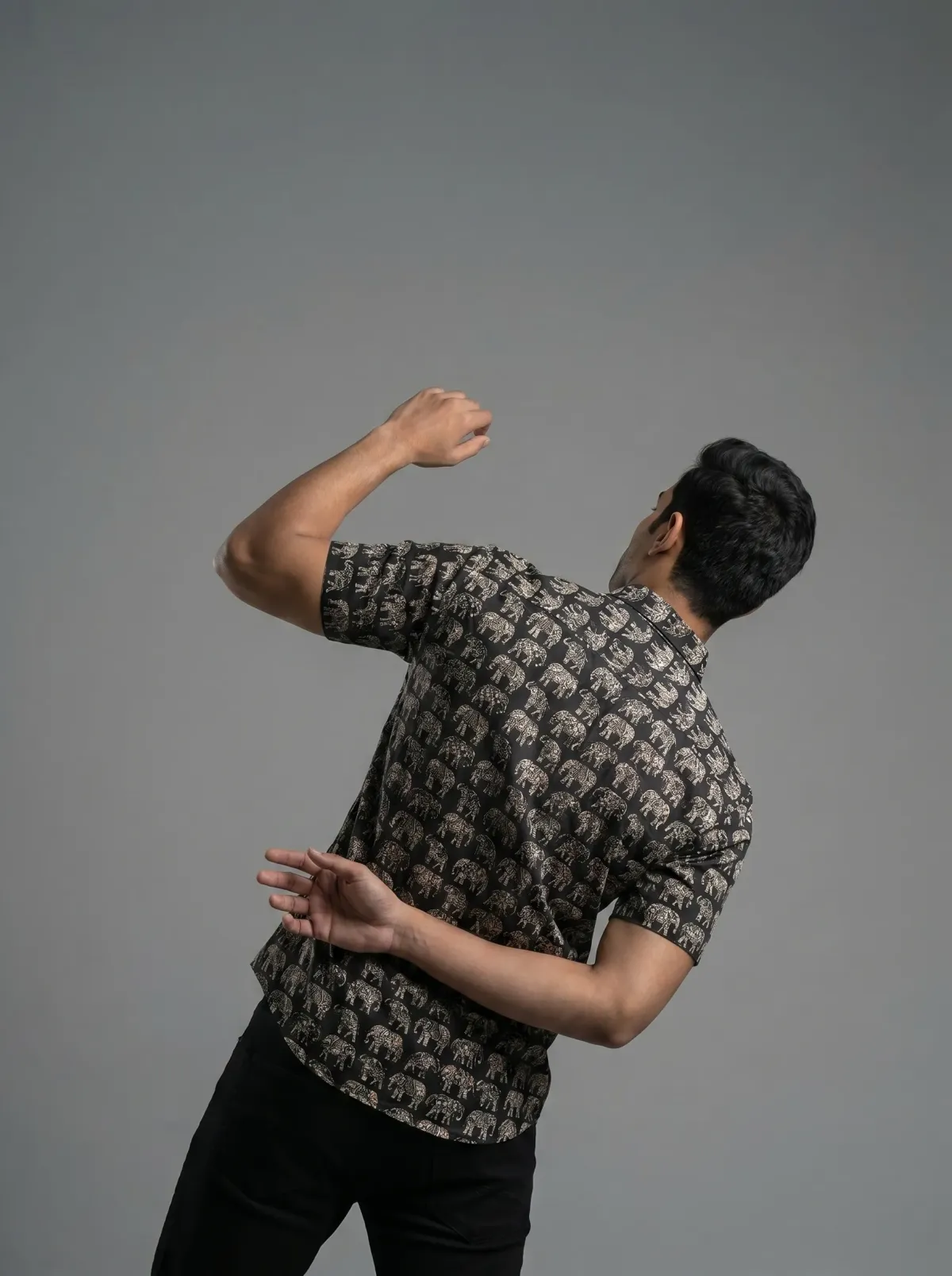 Black&White Elephant Cotton Shirt