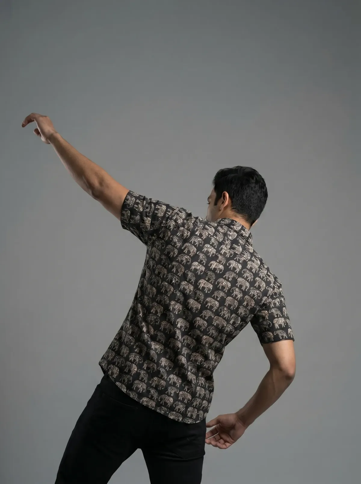 Black&White Elephant Cotton Shirt