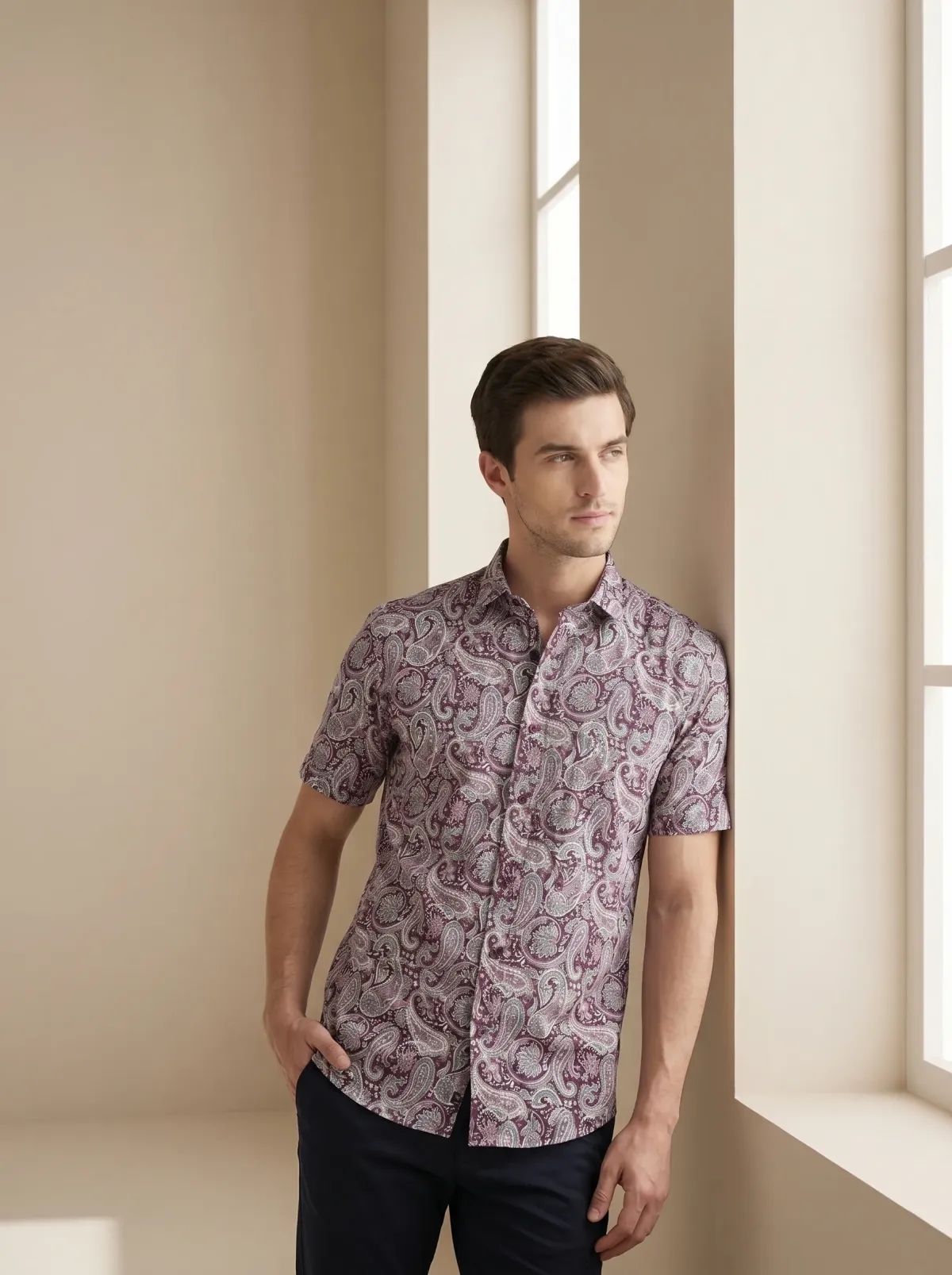 Red Abstract Cotton Shirt