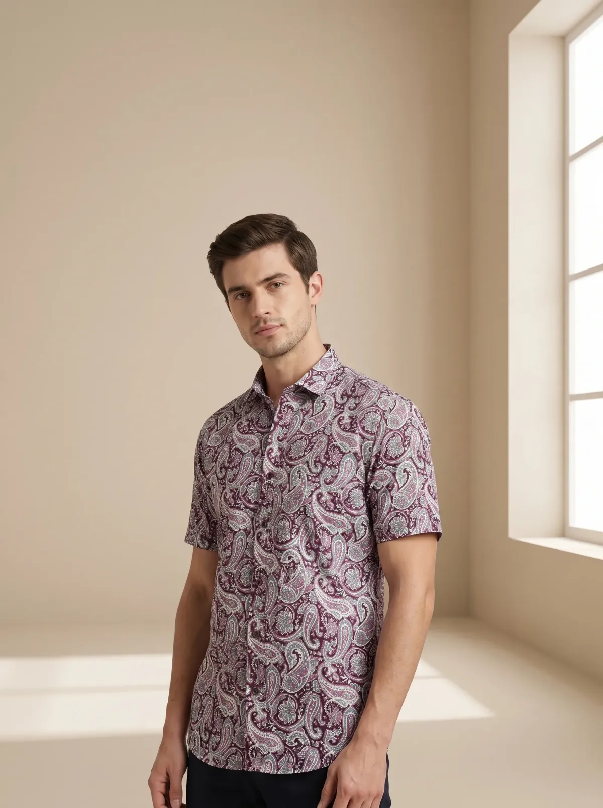 Red Abstract Cotton Shirt