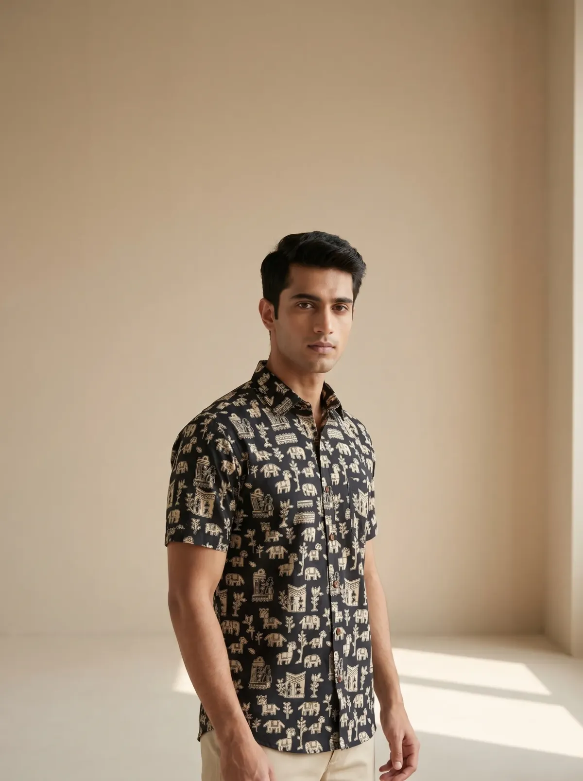 Tribal Black&White Cotton Shirt