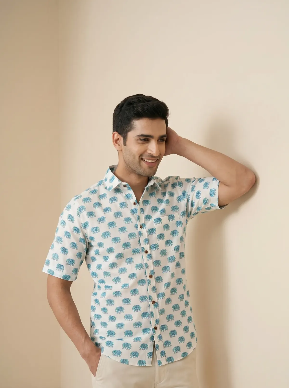 Blue  Elephant Cotton Shirt