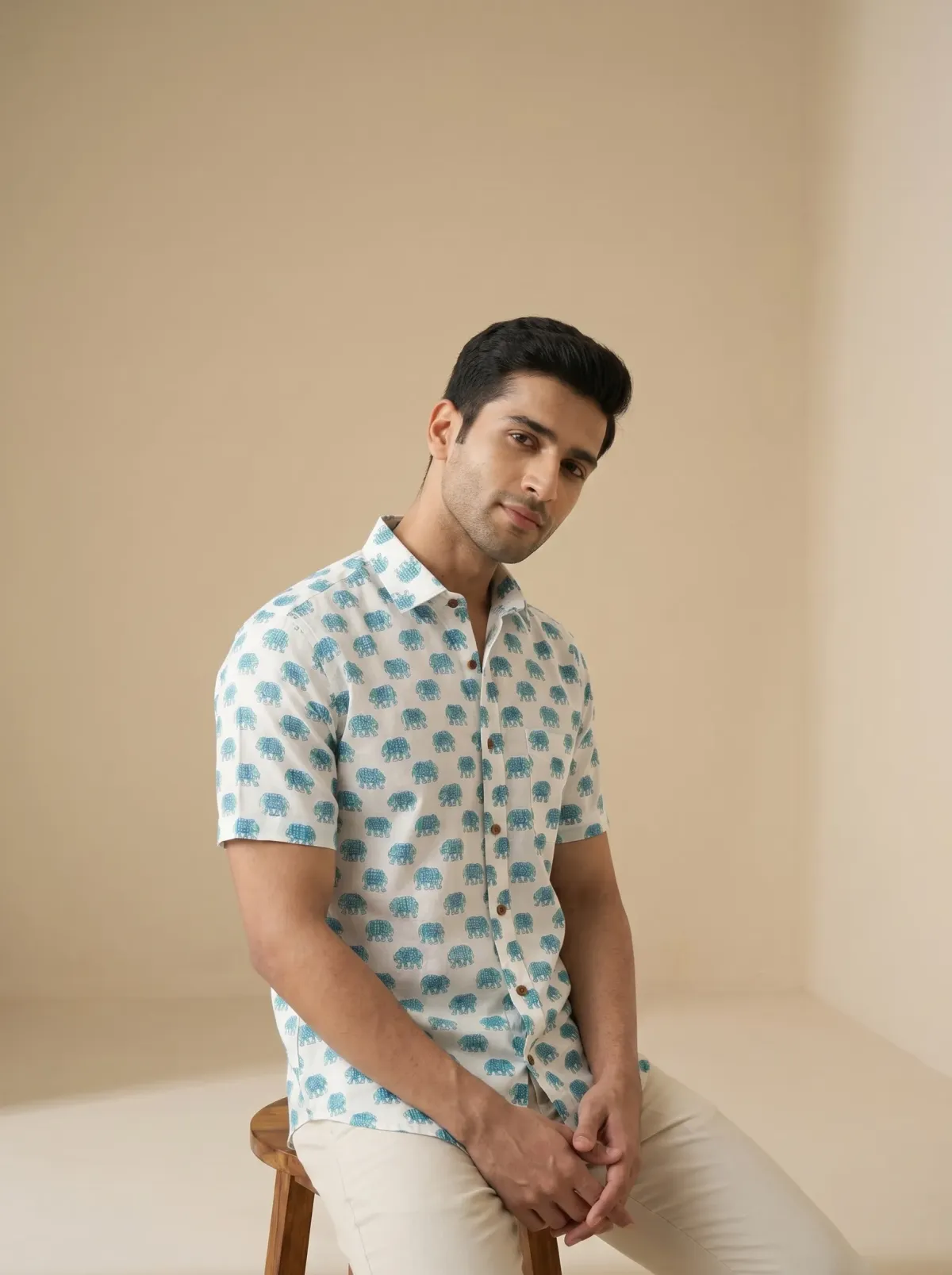 Blue  Elephant Cotton Shirt