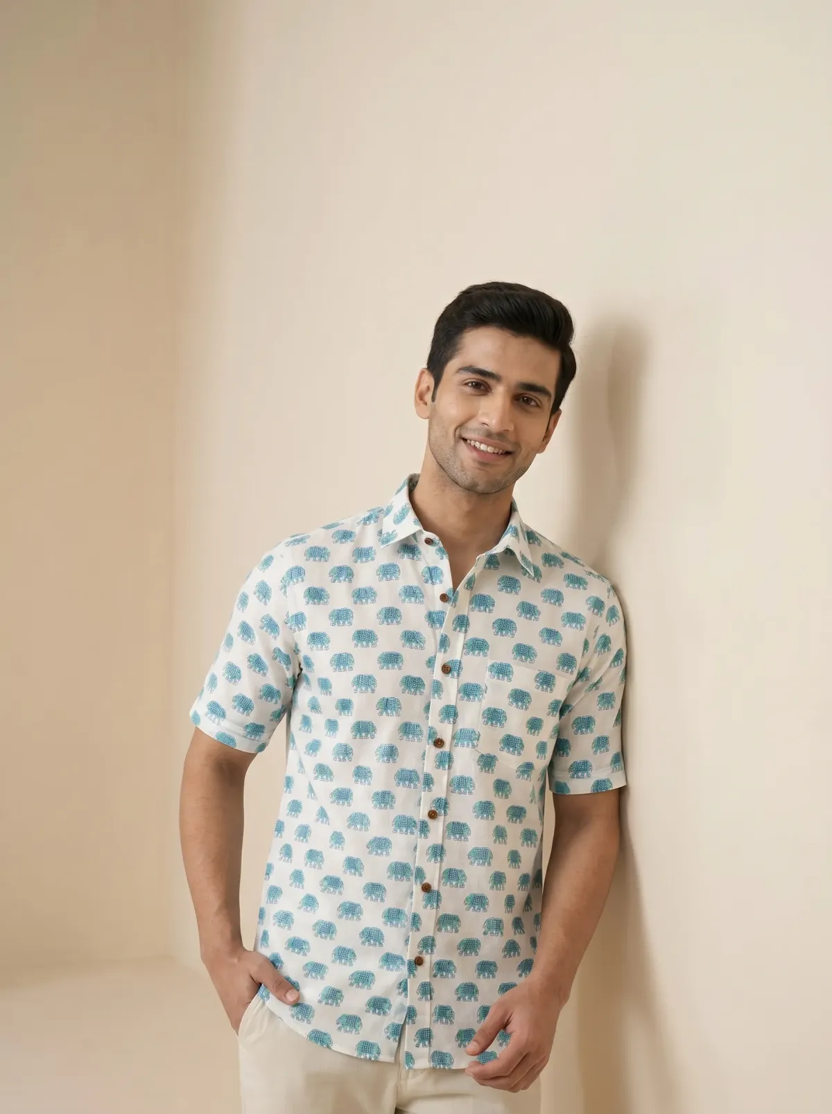 Blue  Elephant Cotton Shirt
